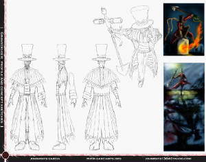 profile view and early concept sketches